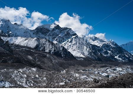 Glacier And Peaks Not Far Gorak Shep And Everest Base Camp