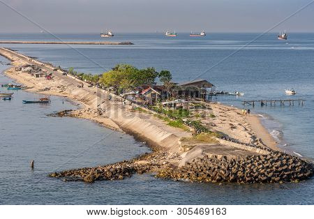 Makassar, Sulawesi, Indonesia - February 28, 2019: Early Morning Sky Over Buildings On Gusing Laelae