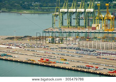 The Large Industrial Port Of Singapore City