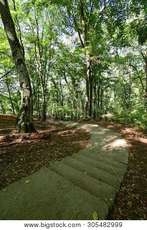 Staircase In A Park Mountain Area Of The Kizilovka Mountain In The Foothills Of The North Caucasus