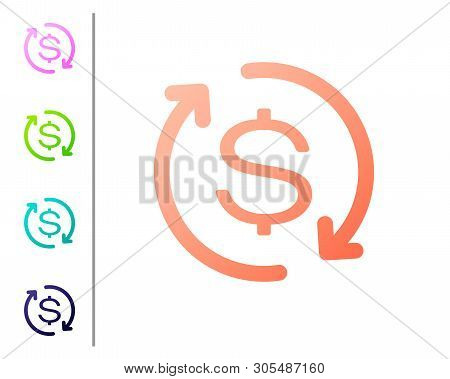Coral Return Of Investment Icon Isolated On White Background. Money Convert Icon. Refund Sign. Dolla