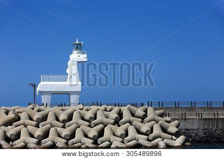 Iho Lighthouse At Iho Tewoo Beach In The North Of Jeju South Korea Asia