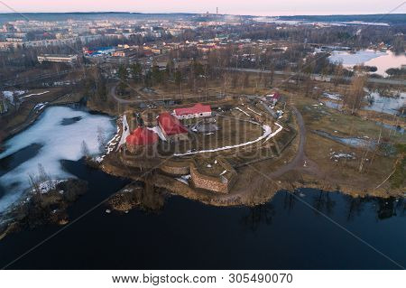 A View From The Height Of The Ancient Korela Fortress On An April Evening (shooting From A Quadrocop
