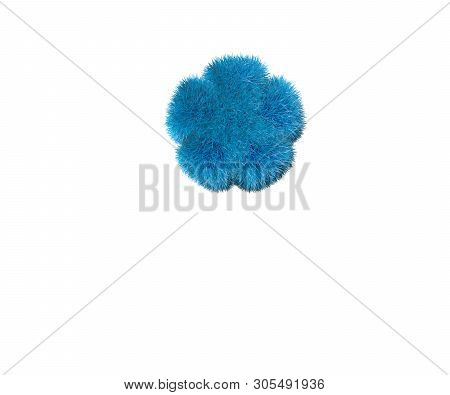 Asterisk Of Blue Nice Wooly Font Isolated On White Background, Kids Concept 3d Illustration Of Symbo