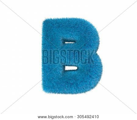 Sweet Blue Pilous Alphabet Isolated On White - Letter B, Childhood Concept 3d Illustration Of Symbol