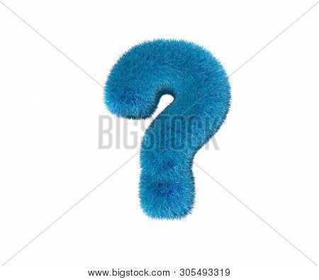 Question Mark Of Blue Amusing Pilous Font Isolated On White Background, Kids Concept 3d Illustration