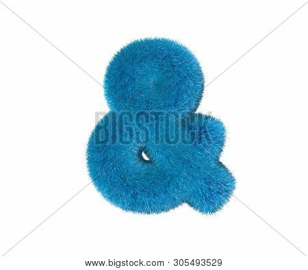 Ridiculous Blue Pilous Alphabet Isolated On White - Ampersand, Childhood Concept 3d Illustration Of 