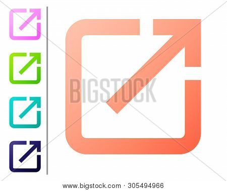 Coral Open In New Window Icon Isolated On White Background. Open Another Tab Button Sign. Browser Fr