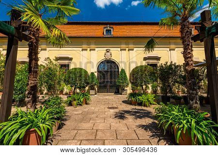 Buchlovice Castle, Czech Republic. Ancient Heritage Exterior Built In Baroque Style. Famous Tourist