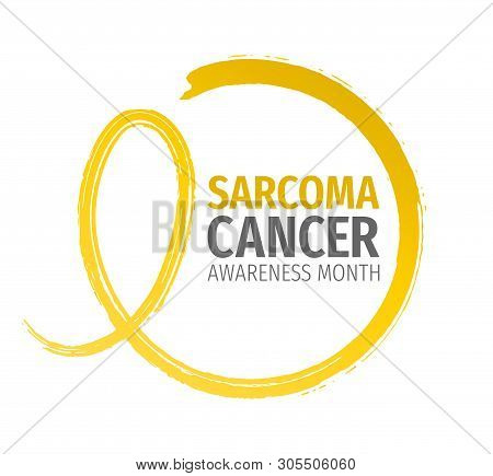 Sarcoma Cancer Awareness Month Banner. Hand Drawn Awareness Yellow Ribbon.