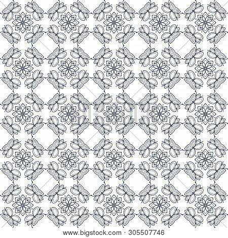 Simple Seamless Floral Pattern On A White Background.