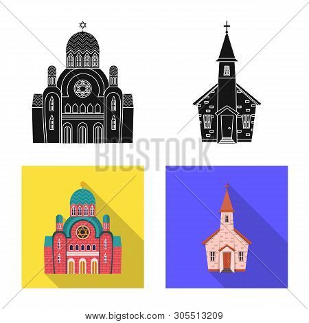 Isolated Object Of Cult And Temple Icon. Set Of Cult And Parish Vector Icon For Stock.