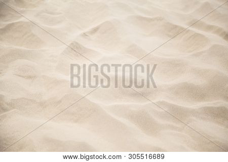 Fine Beach Sand In The Summerbackground With Copy Space And Visible Sand Texture.