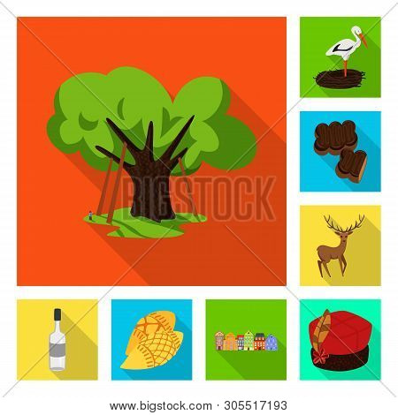 Vector Design Of Traditional And Tour Icon. Set Of Traditional And Landmarks Vector Icon For Stock.