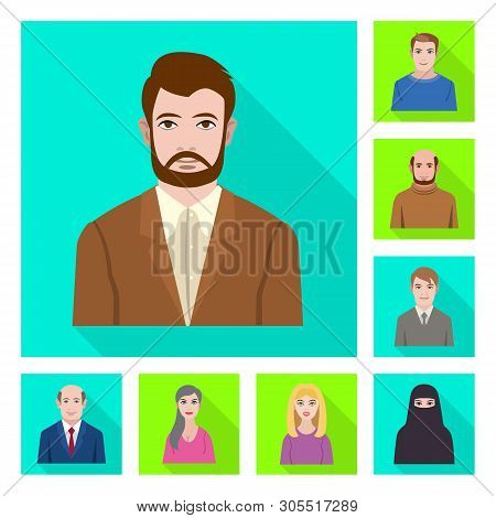 Vector Design Of Profile And Portrait Logo. Set Of Profile And Profession  Stock Vector Illustration