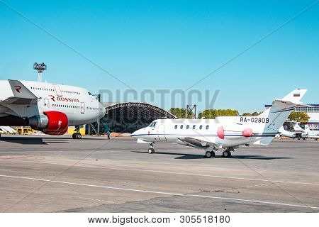 Khabarovsk, Russia - Sep 29, 2018: Hawker Siddeley Hs-125-700a Ra-02809 Weltall-avia Stands In Khaba