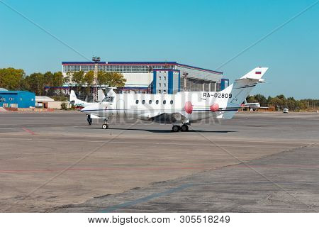Khabarovsk, Russia - Sep 29, 2018: Hawker Siddeley Hs-125-700a Ra-02809 Weltall-avia Stands In Khaba