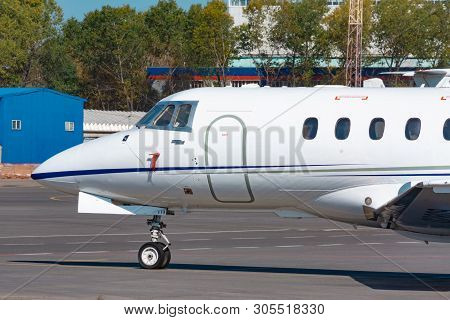 Khabarovsk, Russia - Sep 29, 2018: Hawker Siddeley Hs-125-700a Ra-02809 Weltall-avia Stands In Khaba