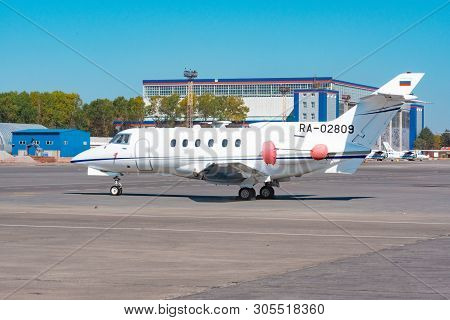 Khabarovsk, Russia - Sep 29, 2018: Hawker Siddeley Hs-125-700a Ra-02809 Weltall-avia Stands In Khaba