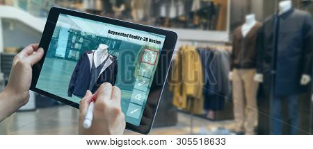 Augmented Mixed Virtual Reality To Design A Clothes In 3d Fashion Design Software Program Creating V
