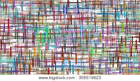 Abstract Multicolored Grid Geometric Pattern As Background. Digitally Generated Image.