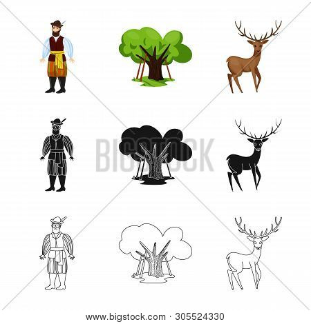 Vector Design Of Traditional And Tour Symbol. Set Of Traditional And Landmarks Stock Symbol For Web.