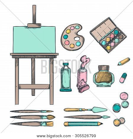 Drawing and painting tools hand drawn sketch Vector Image