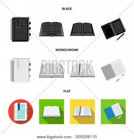 Isolated Object Of Book And Open Sign. Set Of Book And Pencil Stock Vector Illustration.