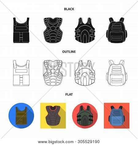 Vector Design Of Flak And Jacket Sign. Collection Of Flak And Body Vector Icon For Stock.