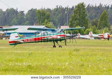 Balashikha, Moscow Region, Russia - May 25, 2019: Russian Aerobatic Aircraft Yakovlev Yak-55m Ra-293