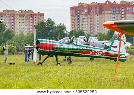Balashikha, Moscow Region, Russia - May 25, 2019: Russian Aerobatic Aircraft Yakovlev Yak-55m Ra-293