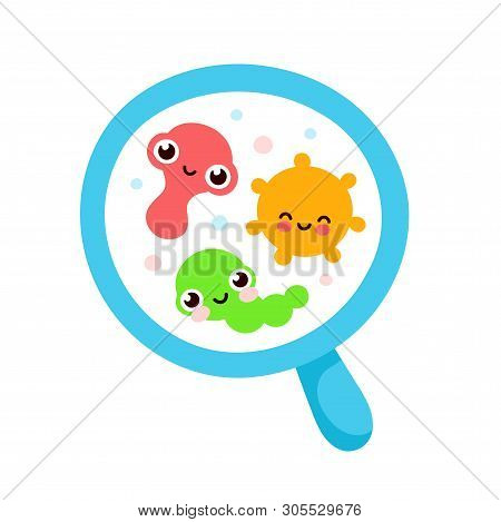 Bacterial Microorganism In A Circle. Bacteria And Germs Colorful Set, Micro-organisms, Bacteria, Vir