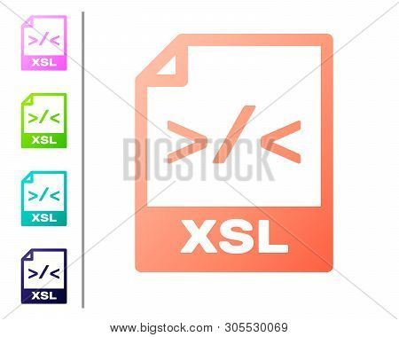 Coral Xsl File Document Icon. Download Xsl Button Icon Isolated On White Background. Excel File Symb
