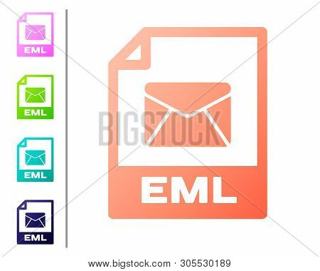Coral Eml File Document Icon. Download Eml Button Icon Isolated On White Background. Eml File Symbol