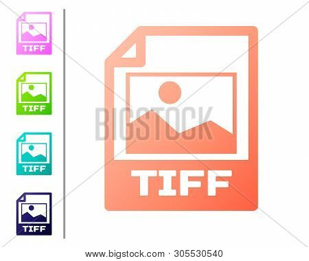 Coral Tiff File Document Icon. Download Tiff Button Icon Isolated On White Background. Tiff File Sym