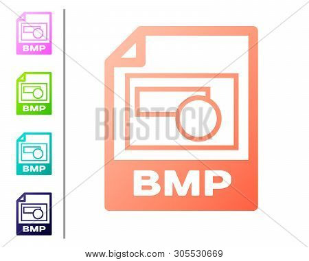 Coral Bmp File Document Icon. Download Bmp Button Icon Isolated On White Background. Bmp File Symbol