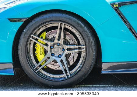 Bedford, Bedfordshire, Uk June 2 2019. Fragment Of Nissan Gtr