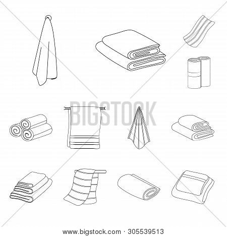 Vector Illustration Of Fabric And Hygiene Sign. Set Of Fabric And Bathroom Vector Icon For Stock.