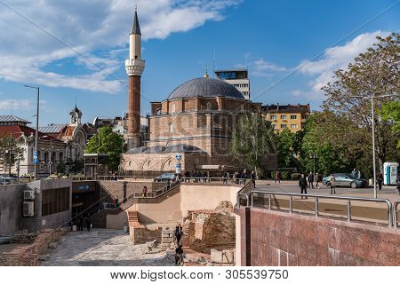 Sofia, Bulgaria -may 2, 2019: The Banja Baschi Mosque, Landmark And Biggest Mosque In Bulgaria. The 