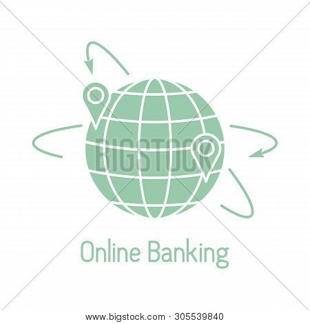 Vector Illustration With Arrows Around Planet Earth With Location. Electronic Payment, Internet Fina