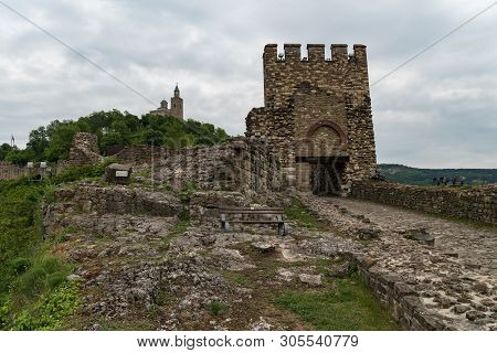 Entrance Gate Of Tsarevets Fortress And Patriarch Church On The Tsarevets Hill In Veliko Tarnovo, Bu