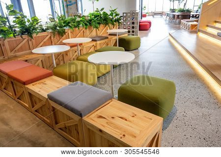 Bangkok, Thailand - May 2019 : Area Of True Digital Park Co-working Space With Luxury Comfortable De