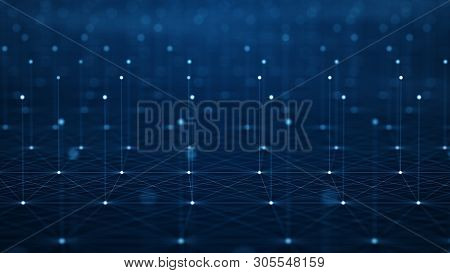 Futuristic Abstract Background Concept. Network Conveying Connectivity, Complexity And Data Flood Of