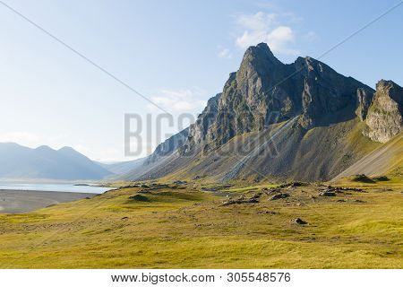 Hvalnes Lava Beach Landscape, East Iceland Landmark. Iceland Scenery