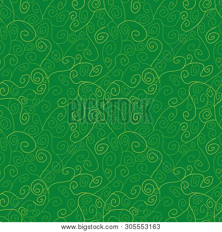 Seamless Vector Pattern With Abstract Green Vines. Surface Print Design.