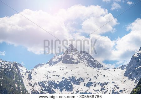 Snowy Mountain Range In Austria: Loferer Steinberge