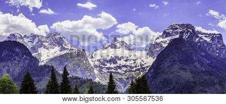 Snowy Mountain Range In Austria: Loferer Steinberge