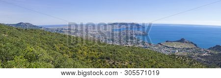 Panorama Of The Black Sea Coast - A View From The Perchem Mountain On The Resort Town Of Sudak And K