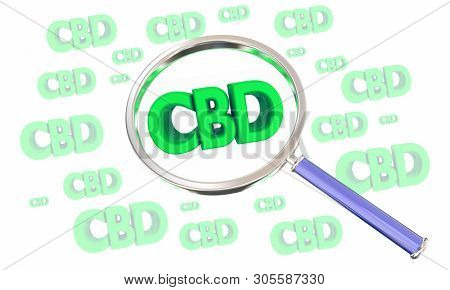 CBD Cannabidiol Marijuana Cannabis Magnifying Glass Search 3d Illustration