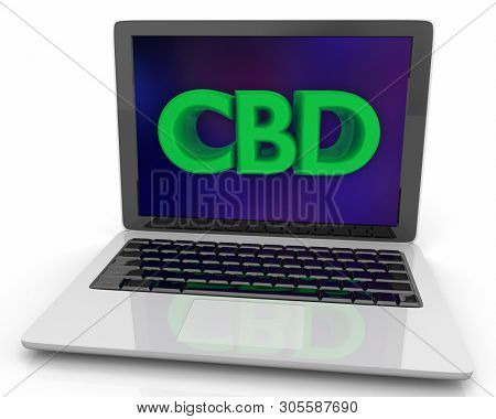 CBD Cannabidiol Marijuana Cannabis Order Online Laptop Computer eCommerce 3d Illustration